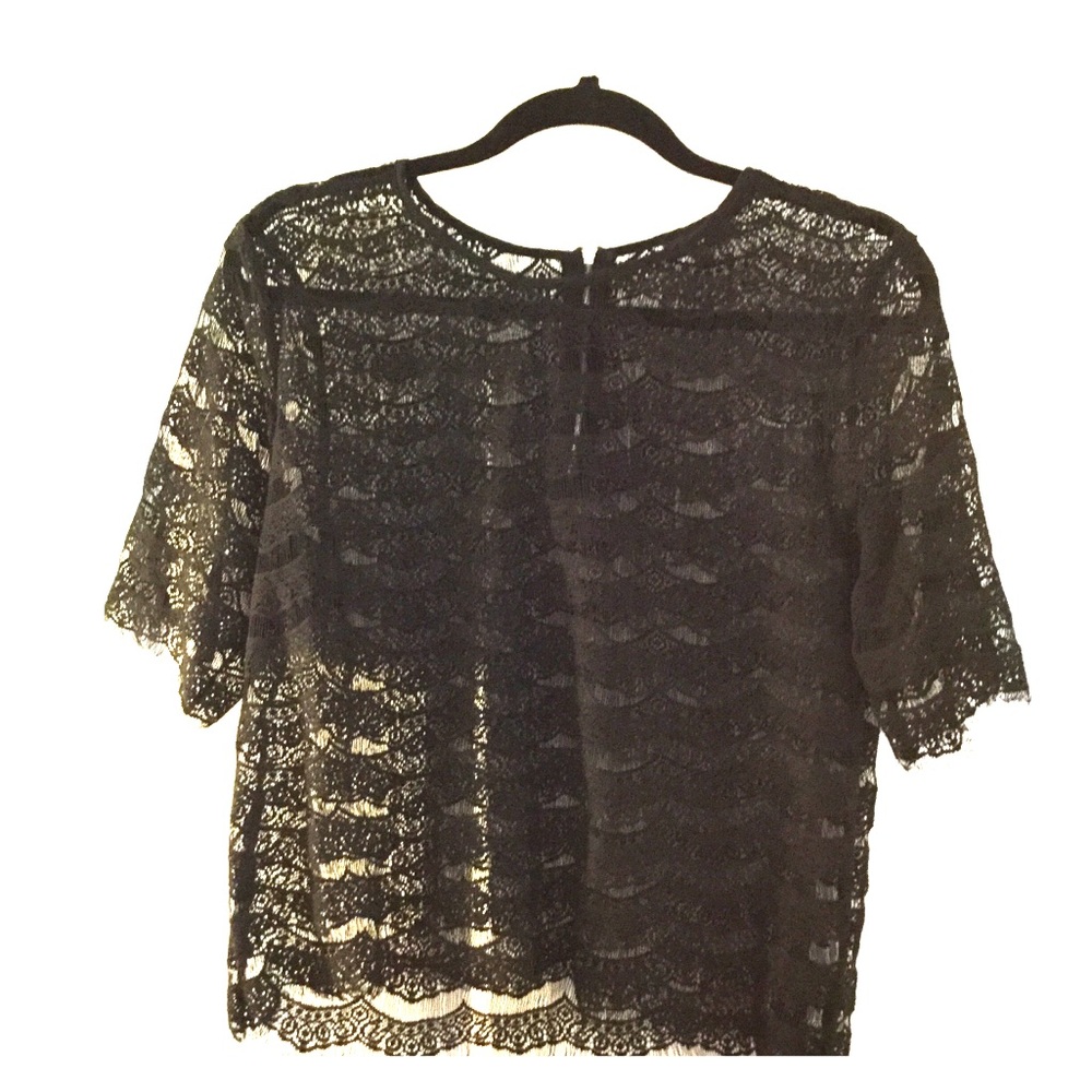 Eyelash Lace Crop Top Black
